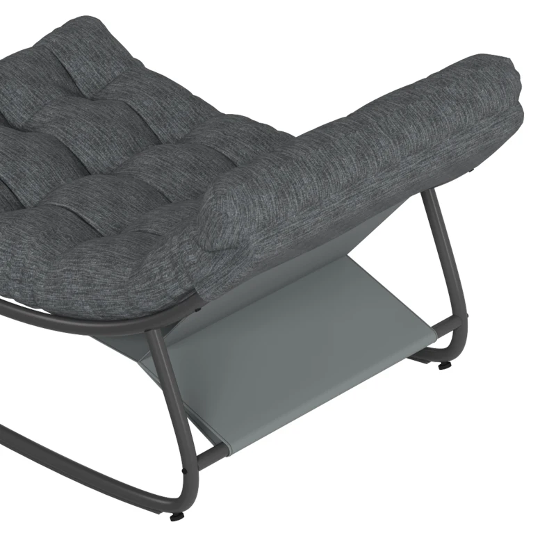 Outsunny Schommelstoel met brede textiel zitting en dik kussen, 101 x 66 x 63 cm, grijs