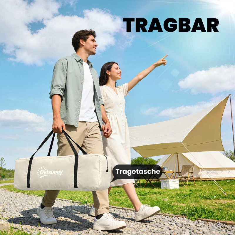 Outsunny Achtertent voor 2-4 personen, 320 x 280 x 205 cm 2-in-1 autotent waterdicht tunneltent met 4 deuren, raam en grondzeil
