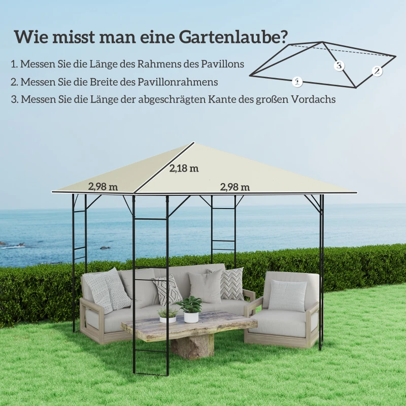 Outsunny Vervangend dak voor paviljoen 3 x 3 m waterafstotend paviljoendak UPF30+ vervangende hoes Oxford-stof, 370 g/m², crème-wit