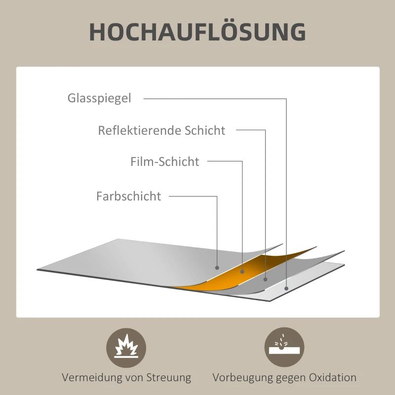 HOMCOM Wandspiegel, 50 x 70 cm, Rahmen in Holzoptik, einfache Montage, inkl. Schrauben