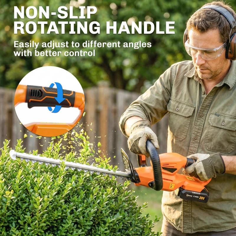 Outsunny 20" Cordless Hedge Trimmer, 18V Electric Hedge Cutter with 51cm Dual Action Blade, 2000mAh Battery and Charger