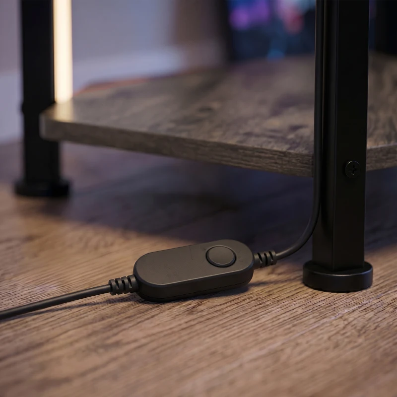HOMCOM Boekenkast 5-laags Hoekkast met LED-verlichting voor woonkamer, slaapkamer, kantoor, Rustiek bruin
