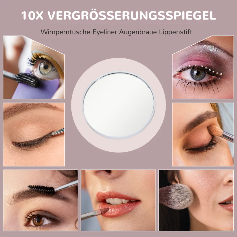 HOMCOM Led-cosmeticaspiegel, 3 lichtmodi, dimbaar, touchbediening, USB, 36,5 x 45,5 cm, wit