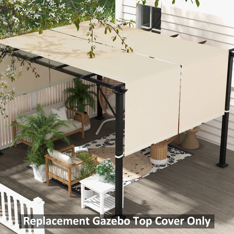 Outsunny Copertura per Gazebo Pergola 3x3 m in Poliestere con Tasche e Cinghie, 488x122 cm, color Kaki
