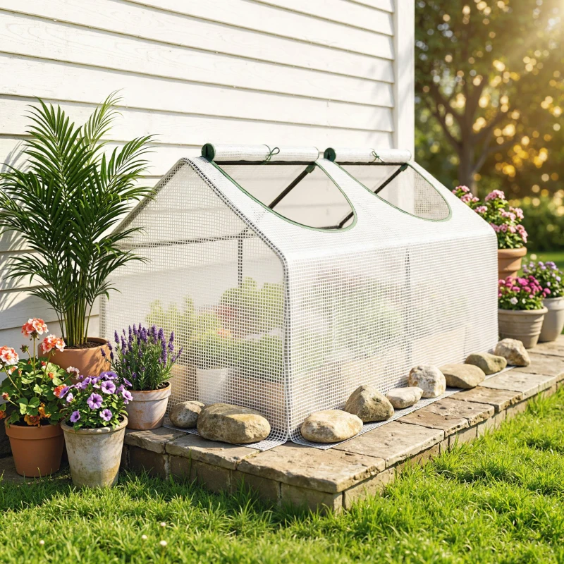 Outsunny foliekas met raam wit 119 x 60 x 60 cm
