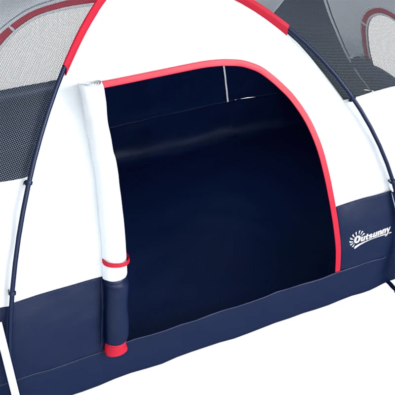 Outsunny 5-6 Man Camping Tent, Tunnel Tent, Water Resistant Hiking Shelter with Groundsheet and Carry Bag, Navy Blue