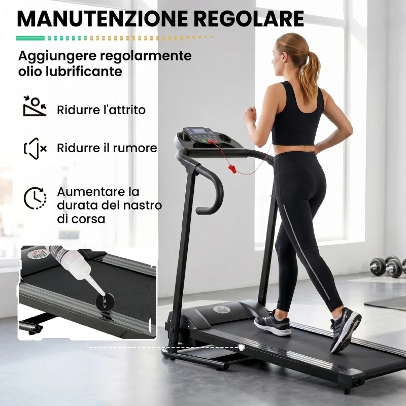 HOMCOM Tapis Roulant Elettrico Pieghevole Salvaspazio, Tapis Roulant Professionale con Display LCD, Velocità 0.8-10km/h e 12 Programmi, Potenza 500W, per Casa e Ufficio, Nero