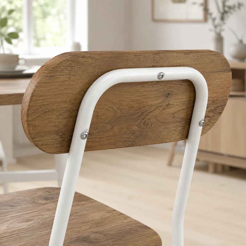 HOMCOM Ensemble table salle à manger avec 4 chaises, table de cuisine avec chaises pour 4 personnes, cadre en métal, naturel