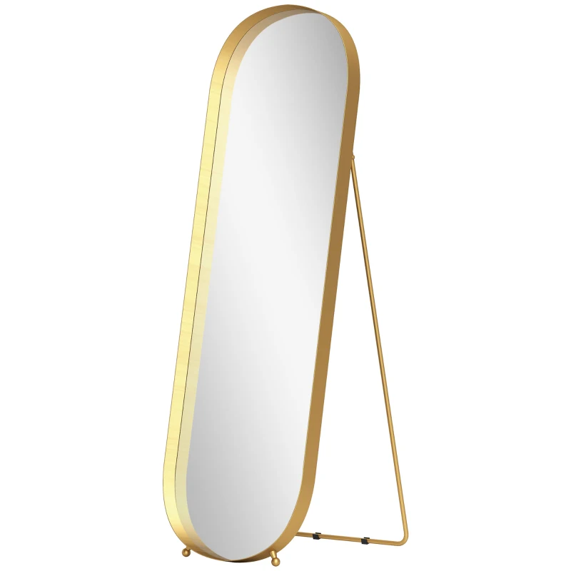 HOMCOM Volledige Lichaamsspiegel met Metalen Frame, 160 x 50 cm, Gouden Frame, voor Woonkamer, Slaapkamer