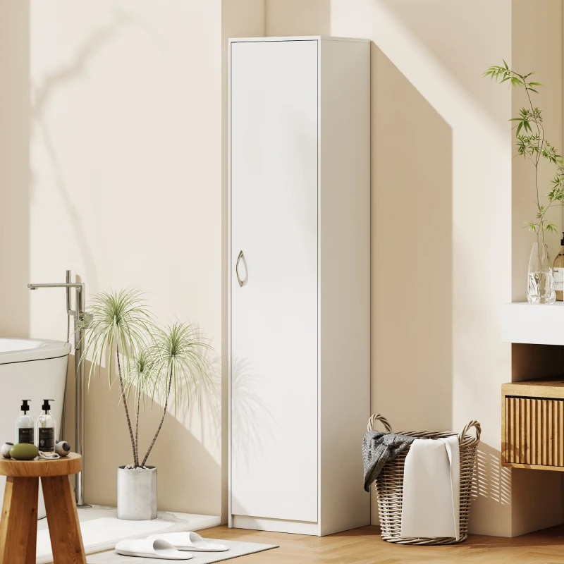HOMCOM Armadio da Cucina Slim a 5 Ripiani con Spazio Interno Regolabile, in Legno, 40x35x180 cm, Bianco