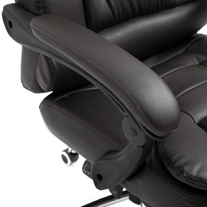 HOMCOM Executive Office Chair with Footrest, Ergonomic PU Leather Desk Chair with High Back, 145° Reclining, Thick Padded, Swivel Wheels for Home, Brown