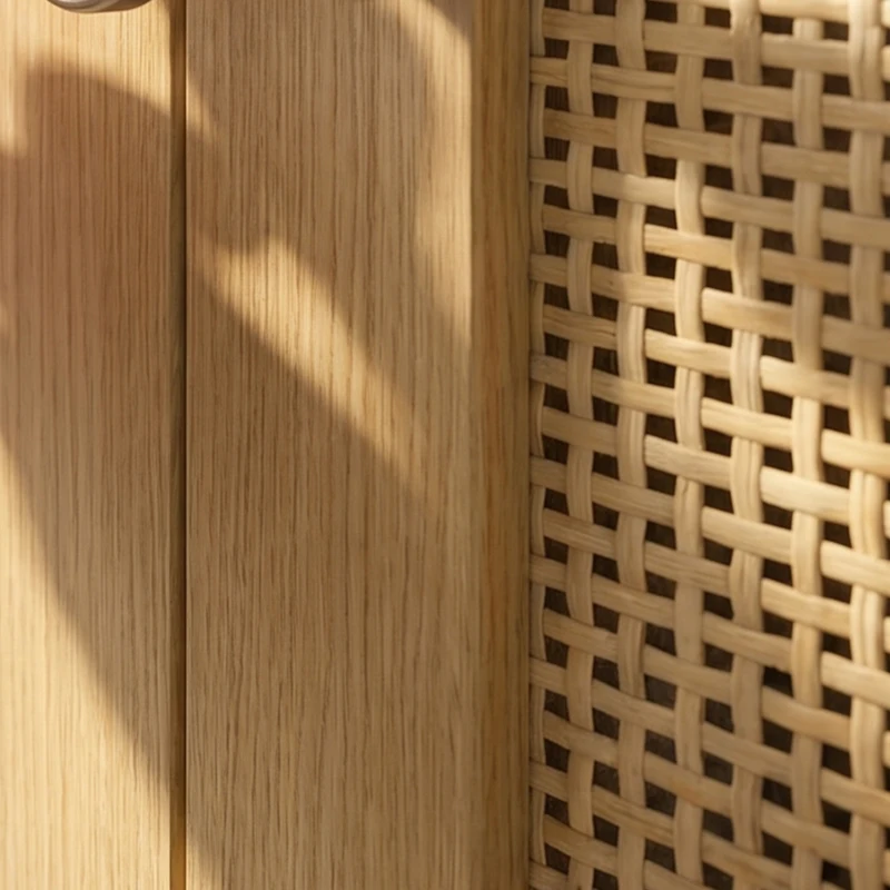 HOMCOM 104 cm rattan keukenkast met 5 planken, 12 kruidenvakken en verstelbare planken, naturel