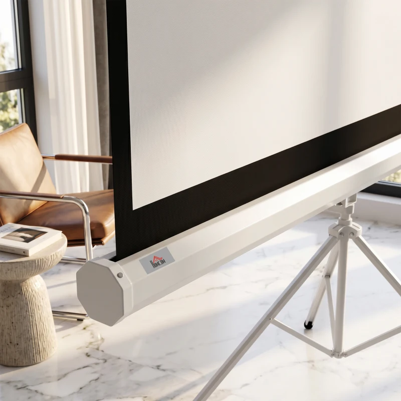 HOMCOM Beamer Leinwand mit Stativ 186 x 105 cm 84 Zoll 16:9 HD 4K Rollo-Leinwand(m-11)
