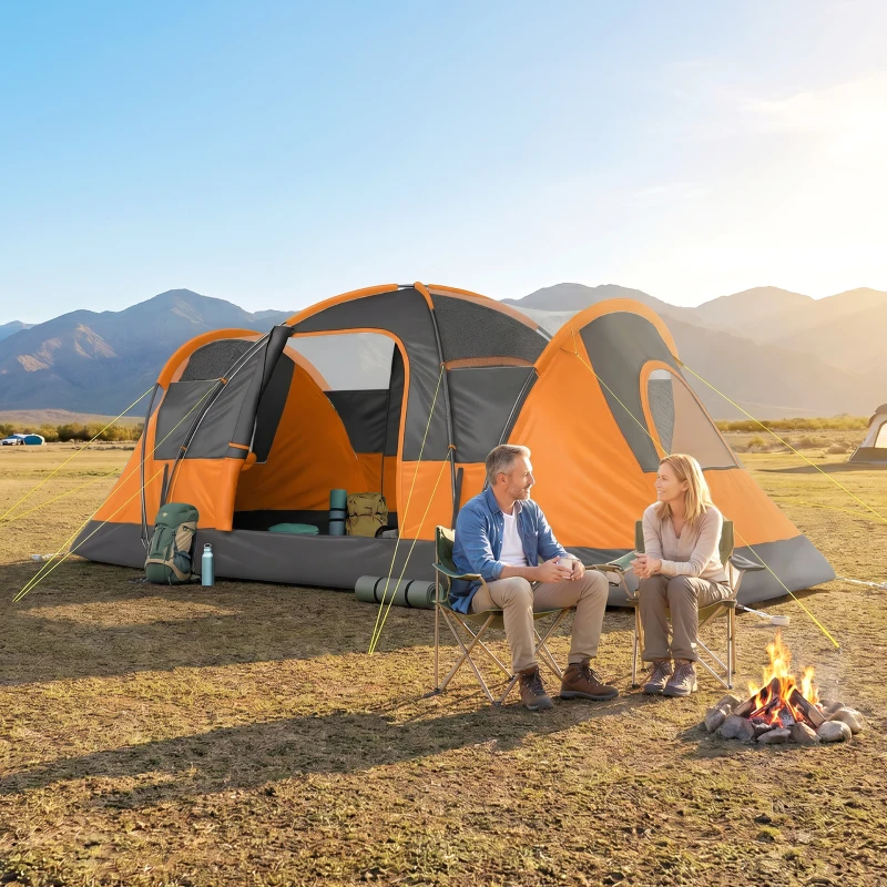 Outsunny 5-6 Man Dome Camping Tent - Orange