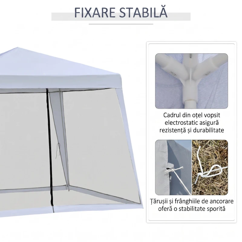Outsunny Foisor de Gradina 3x3m cu Plasa de Tantari din Poliester si Metal