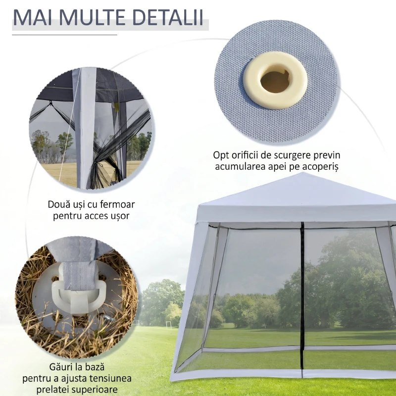 Outsunny Foisor de Gradina 3x3m cu Plasa de Tantari din Poliester si Metal