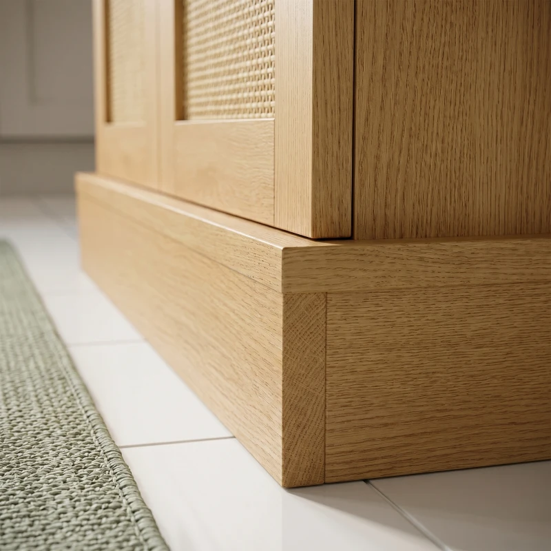 HOMCOM 104 cm rattan keukenkast met 5 planken, 12 kruidenvakken en verstelbare planken, naturel
