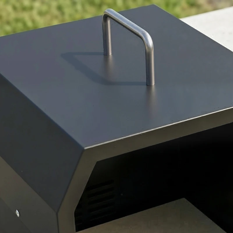 Outsunny 3-in-1 Buitenshuis Pizzaoven Houtgestookte Pizza Oven 2-laags Oven met Pizzasteen Handgrepen Pizzaschep