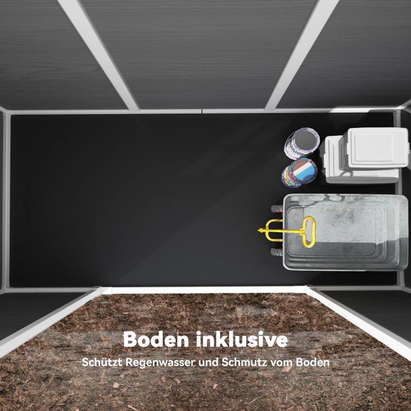 Outsunny Tuinhuisje 3,2m², Opslagschuur met Lessenaarsdak, 303x123x197cm met Ramen Afsluitbaar Deur Ventilatieopening Bodem