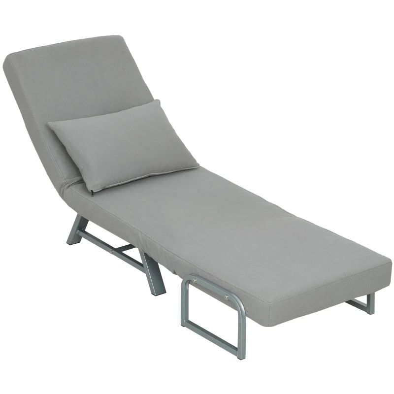 HOMCOM Slaapfauteuil, Gepolsterde Fauteuil, Om te Vormen tot Gastenbed, Ergonomisch, Lichtgrijs