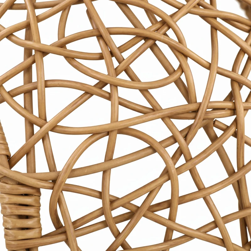 PawHut Rattan kattenmand met wasbaar kussen en speelbal, voor katten tot 10 kg, 45 x 41 x 75 cm, lichtbruin