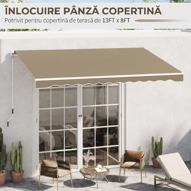 Outsunny Prelata de Schimb pentru Copertina Parasola Retractabila, Acoperire din Poliester Anti-UV