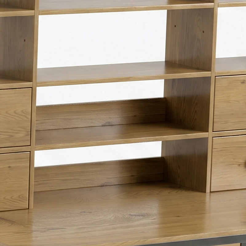 HOMCOM Computertafel met 4 laden en rekken, bureau 105 cm, naturel hout