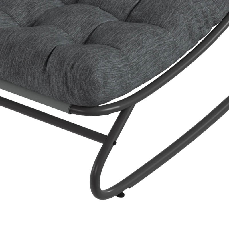 Outsunny Schommelstoel met brede textiel zitting en dik kussen, 101 x 66 x 63 cm, grijs