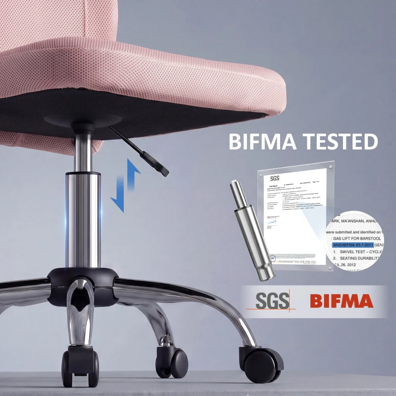 Vinsetto Chaise de bureau ergonomique hauteur réglable piètement chromé pivotant 360° revêtement maille rose