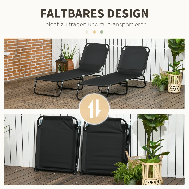 Outsunny 2-pack opvouwbare ligstoel tuinstoel met 5-standen verstelbare rugleuning tot 120 kg