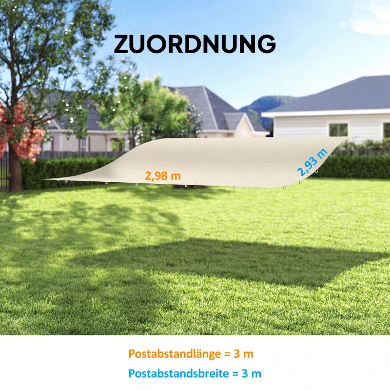 Outsunny Vervangend pergoladak zonnescherm voor terrasoverkapping vervangend dakzeil voor 3 x 3 m paviljoen 298x293 cm crèmewit