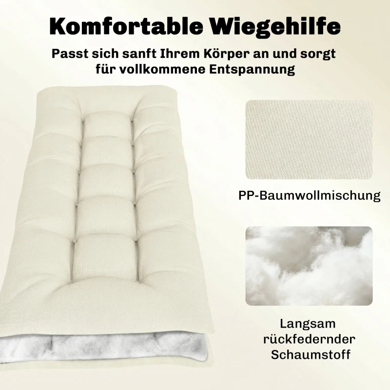 Outsunny Palletkussen Afneembaar Zitkussen met Bevestigingsriemen Palletkussen voor de meeste Ligstoelen 198x65x13cm Beige