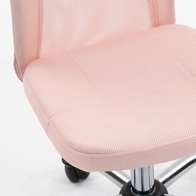 Vinsetto Chaise de bureau ergonomique hauteur réglable piètement chromé pivotant 360° revêtement maille rose