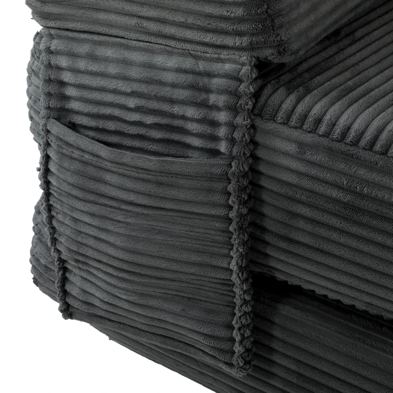 HOMCOM 2-in-1 boneless Cloud vloerstoel, opvouwbare slaapstoel met corduroylook & lendenkussen, donkergrijs