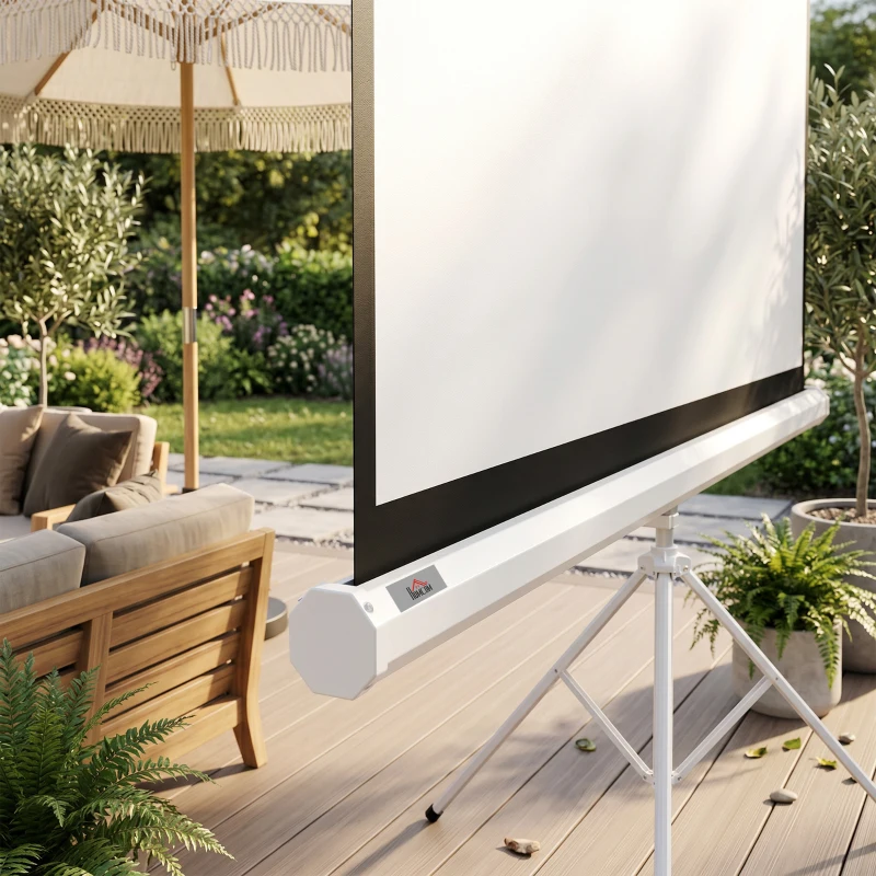 HOMCOM Beamer Leinwand mit Stativ 186 x 105 cm 84 Zoll 16:9 HD 4K Rollo-Leinwand(m-13)