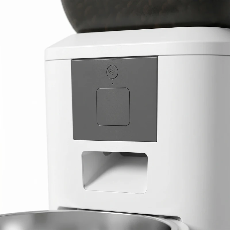 PawHut Automatische Kattenvoeder, 2.4G WiFi, 4L, App-besturing, 1-10 maaltijden, 10s spraakoproep