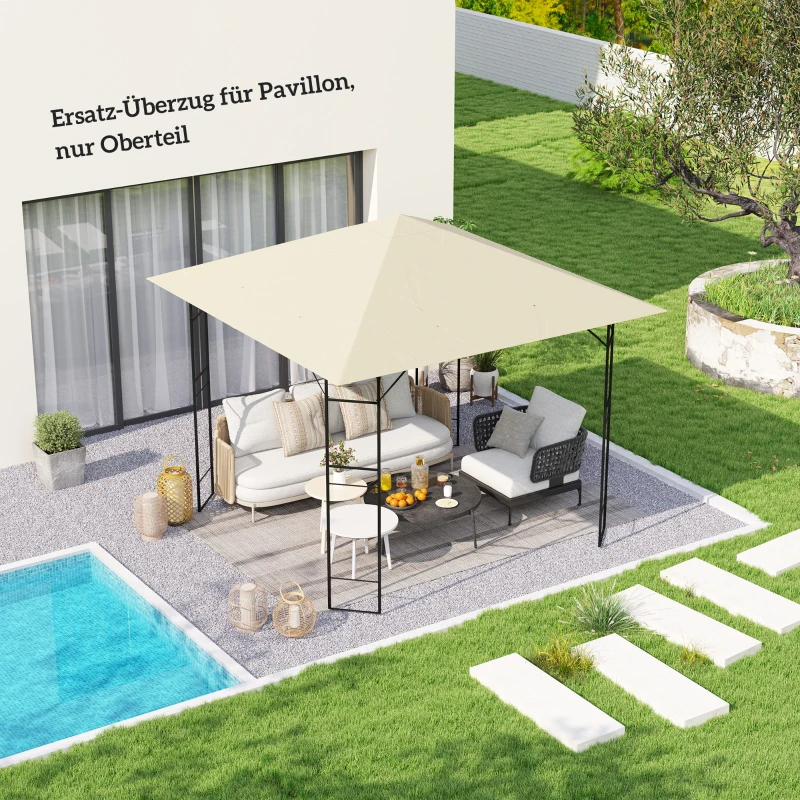 Outsunny Vervangend dak voor paviljoen 3 x 3 m waterafstotend paviljoendak UPF30+ vervangende hoes Oxford-stof, 370 g/m², crème-wit