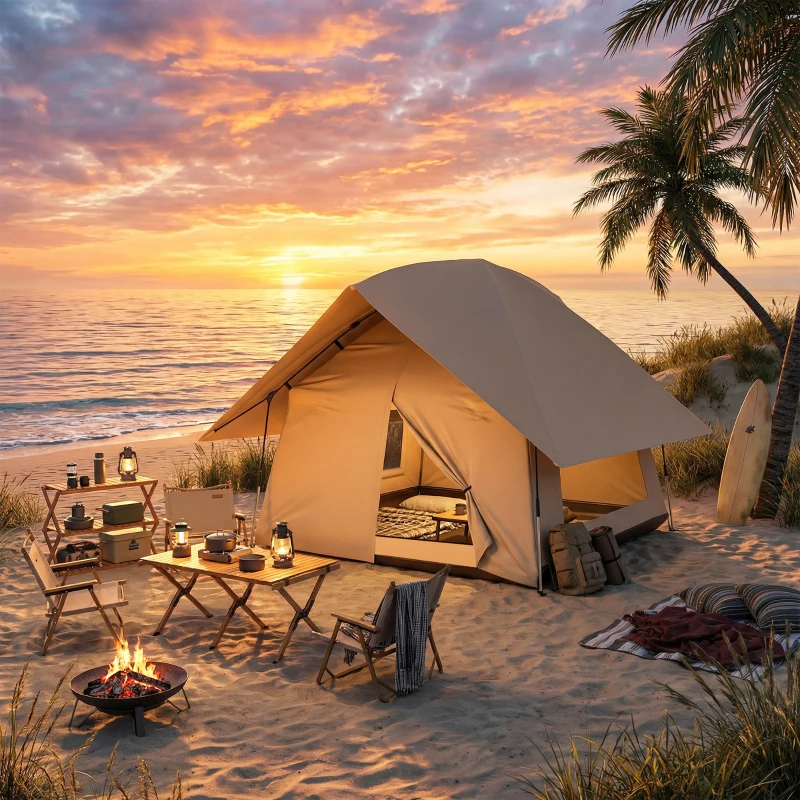Outsunny Instant Pop-Up Tent met Regenschutz, Waterdicht Koepeltent voor 2-3 Personen met Grondzeil, 4 Ramen, 235x235x184cm, Khaki
