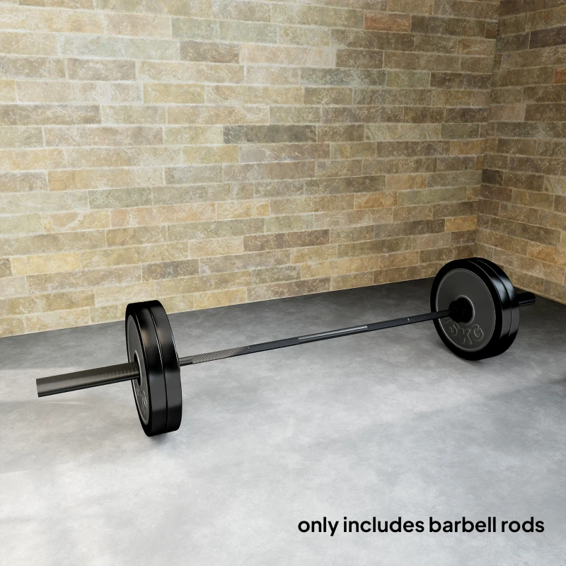 SPORTNOW Barre Olympique de 50 mm en Acier Finition Mate avec Prise Moletée et Manchons Longs, Charge 200 kg, Ø5 x 180 cm, Noir