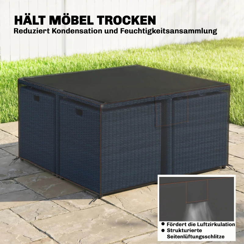 Outsunny Beschermhoes voor tuinmeubelen winterbestendig waterdicht anti-UV hoes 420D Oxford-stof 125x125x74cm zwart