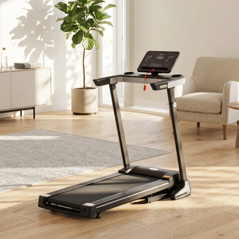 Tapis de Course Electrique Pliable - Aosom.fr x FFHandball - Tapis Roulant 1-12 Km/h 500 W écran LCD 12 programmes Noir