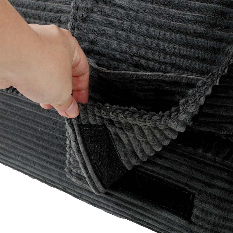 HOMCOM 2-in-1 boneless Cloud vloerstoel, opvouwbare slaapstoel met corduroylook & lendenkussen, donkergrijs