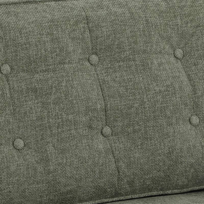 HOMCOM 3 Seater Sofa Button Tufted Upholstered Velvet Couch with Wood Legs for Living Room, Green