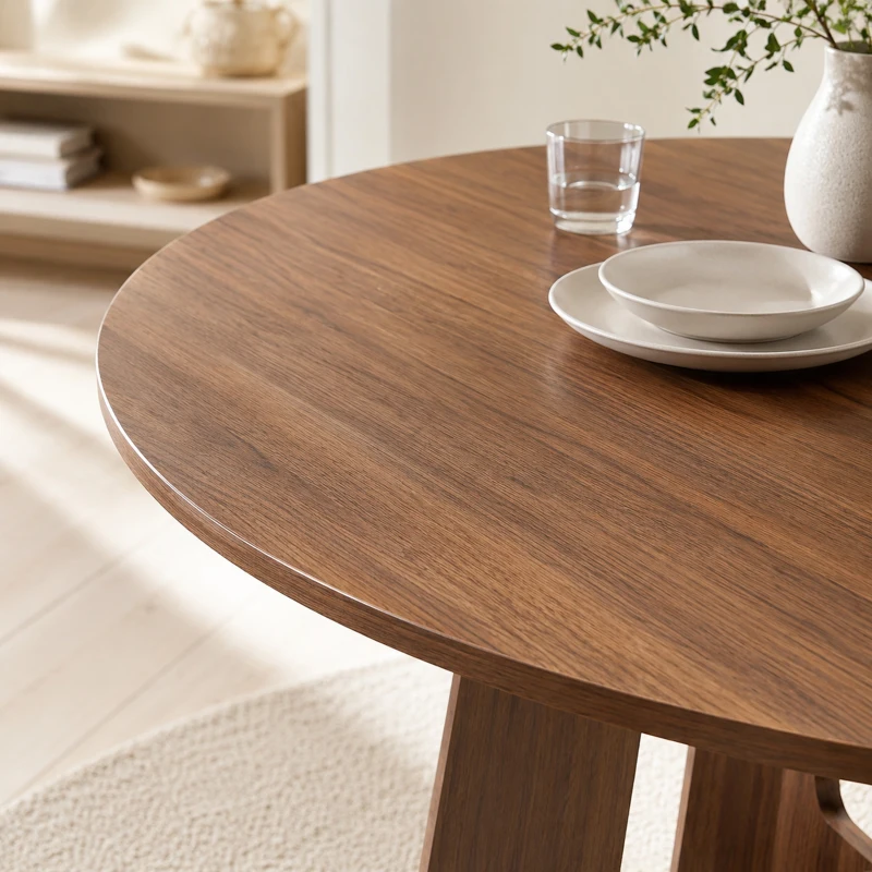 HOMCOM Table à manger ronde pour 4 personnes, Ø 110 x 73,5 cm, table de cuisine avec base croisée, marron