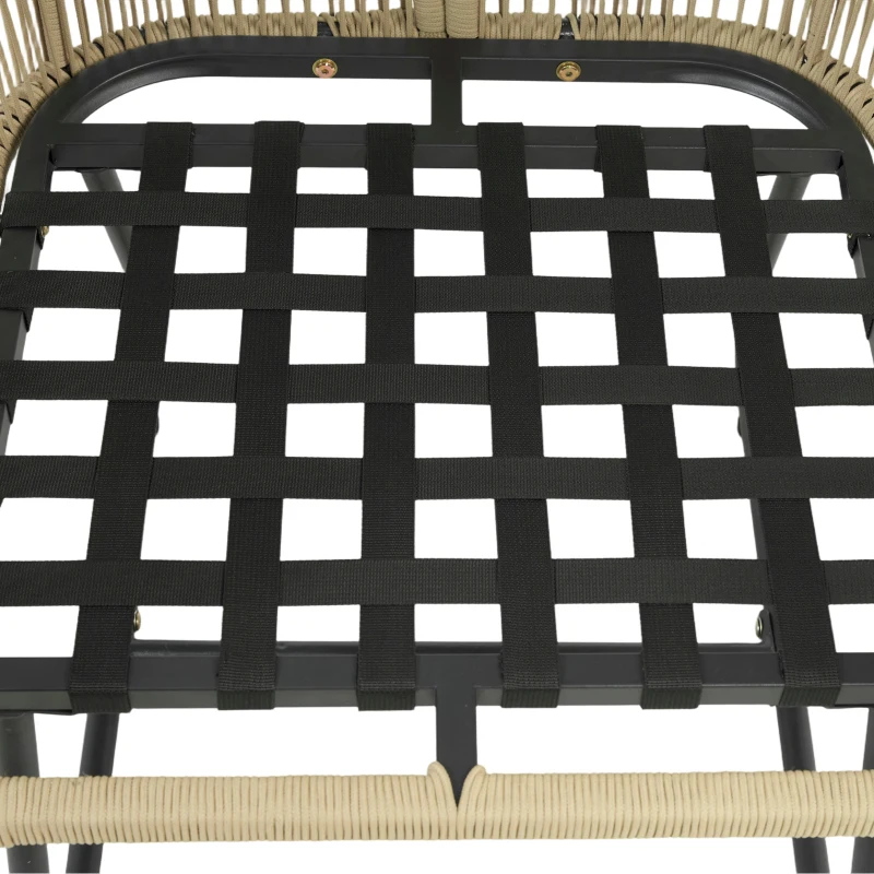 Outsunny Rattan Bistroset 3-delig FSC Tuinmeubelset met 2 Fauteuils, Latten Houten Tafel, Dikke Wasbare Kussens, Stalen Frame