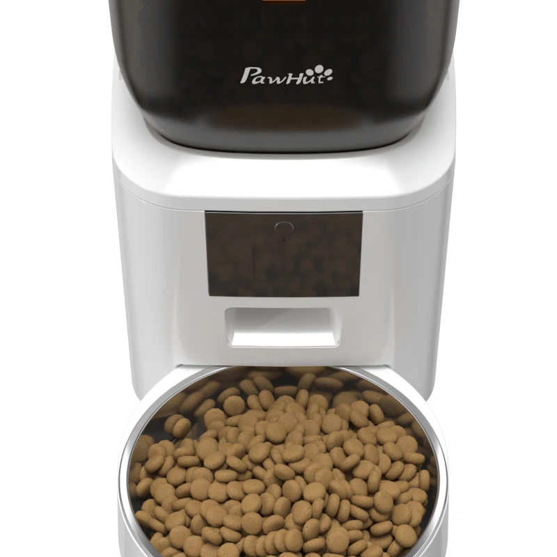 PawHut Automatische Kattenvoeder, 2.4G WiFi, 4L, App-besturing, 1-10 maaltijden, 10s spraakoproep