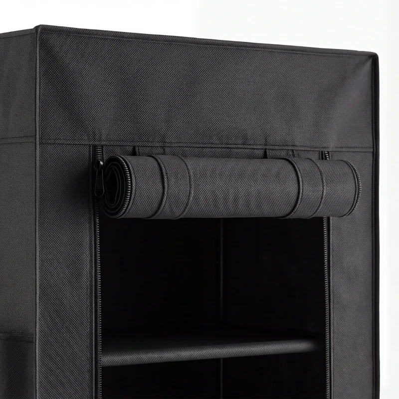 HOMCOM Metalen schoenenrek met stofdichte stoffen hoes, voor 20 paar schoenen, 45 x 30 x 175 cm, zwart