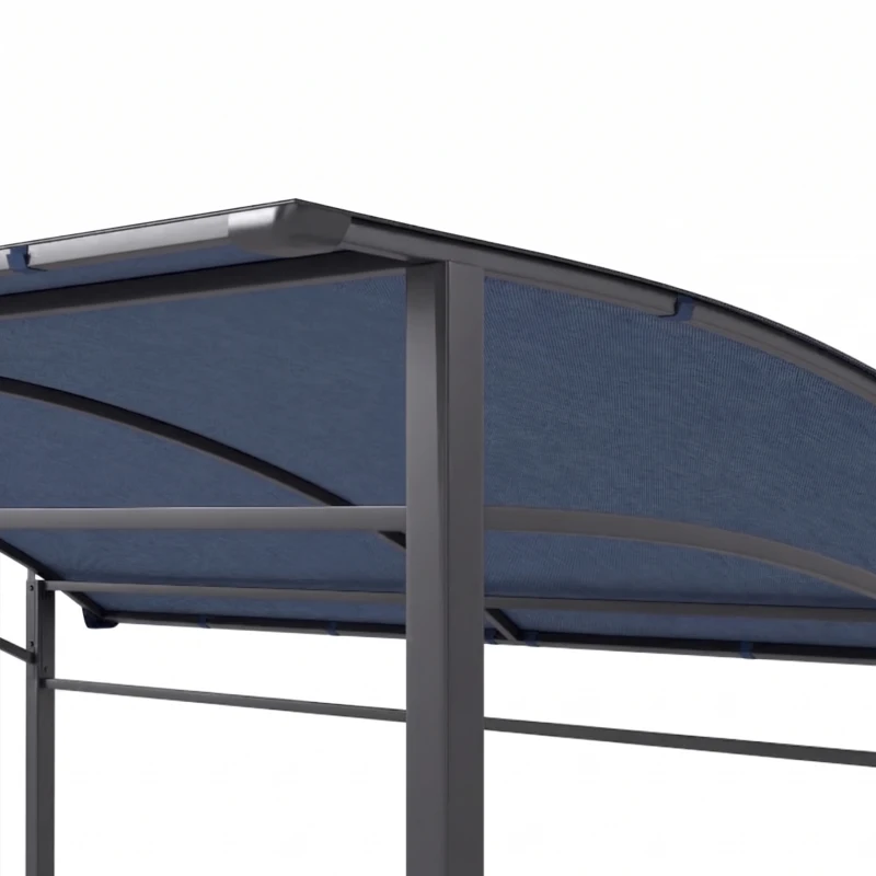 Outsunny Grillpavillon, Grillüberdachung, Regenschutz, Haken für Utensilien, Stahlrahmen, grau, 215 x 150 x 174/220 cm