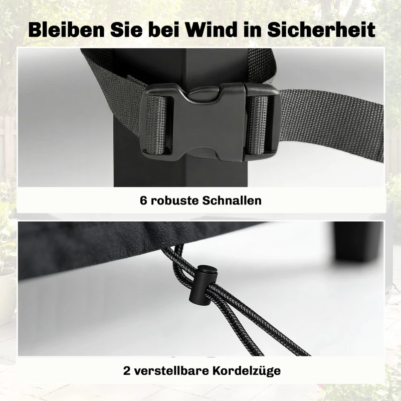 Outsunny Tuinmeubelhoes Winterbestendig Waterdicht V-vormig Anti-UV Hoes 420D Oxford-stof 216x216x78 cm Zwart