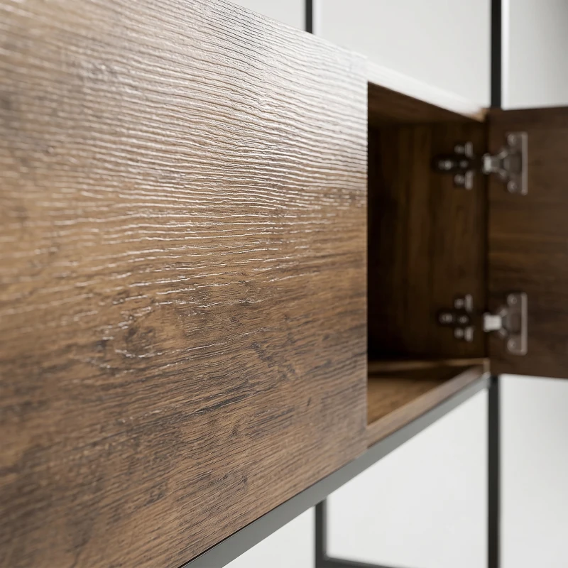 HOMCOM Bureau d'ordinateur avec 2 tiroirs, 100 x 45 x 185 cm, bureau avec rangement, 2 portes et étagères ouvertes, marron